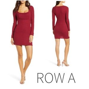 Row A Women's Long Sleeve Fitted Mini Dress M, XL NWT